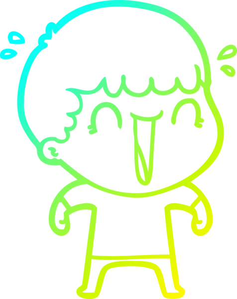 Bir insan tarafından çizilmiş gülen bir çizgi film karakterinin soğuk gradyan çizgisi.