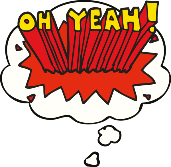 Çizgi film metni. Evet! Bir insan tarafından çizilen düşünce baloncuğuyla