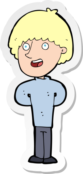 Bir insan tarafından çizilmiş mutlu bir adamın çıkartması.