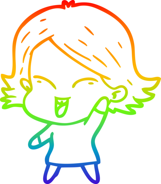 gökkuşağı gradyan çizimi mutlu bir çizgi film kızı bir insan tarafından çizildi