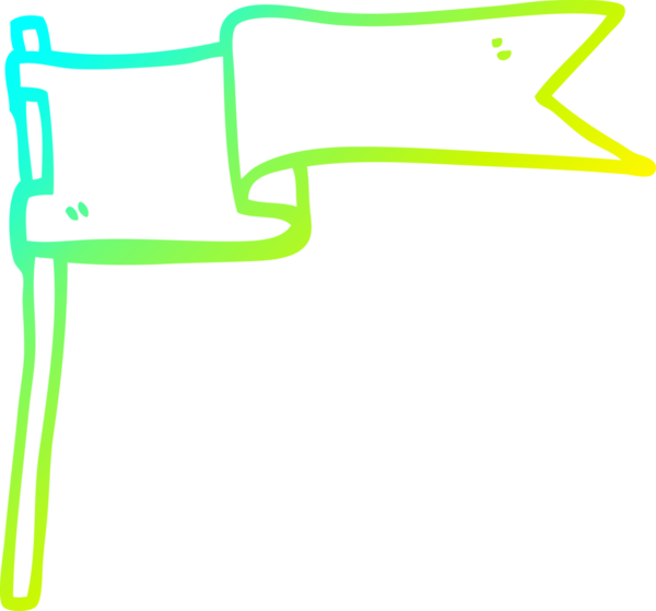 Bir insan tarafından çizilen rüzgarda sallanan çizgi film bayrağının soğuk gradyan çizgisi.