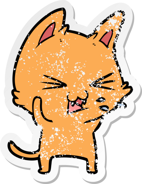 Bir insan tarafından çizilmiş bir çizgi film kedisinin sıkıntılı çıkartması.