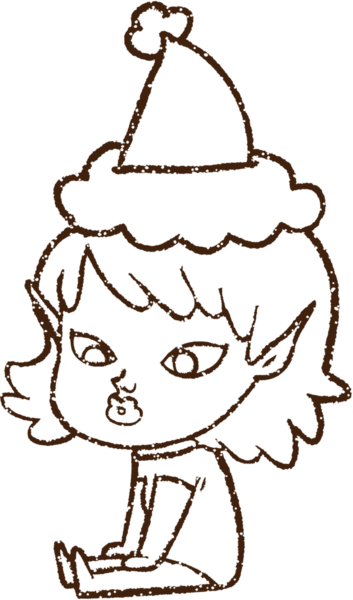 Bir insan tarafından çizilen Noel Kadını Kömür Çizimi