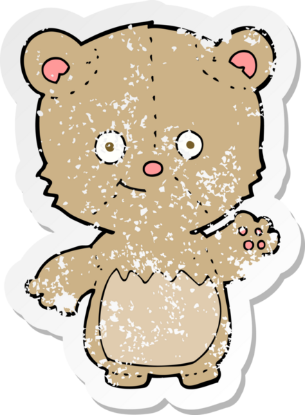 Bir insan tarafından çizilen oyuncak ayının gerilimli çıkartması.