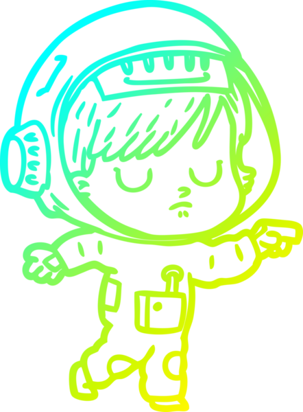 Bir insan tarafından çizilmiş soğuk gradyan çizgili astronot kadın çizimi.