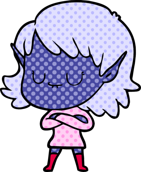 Bir insan tarafından çizilmiş mutlu elf kızı.