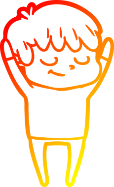 Bir insan tarafından çizilen mutlu bir çocuğun sıcak çizgi çizimi.