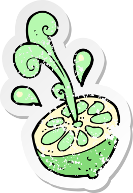 Bir insan tarafından çizilmiş taze kireç karikatürünün gerilimli retro yapıştırması