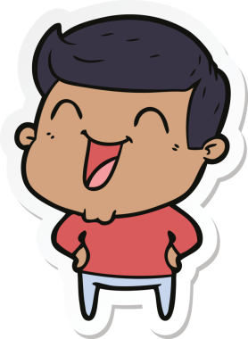 Bir insan tarafından çizilmiş bir karikatür adamın çıkartması.