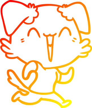 Bir insan tarafından çizilmiş mutlu, küçük bir köpek çizgi filmi.