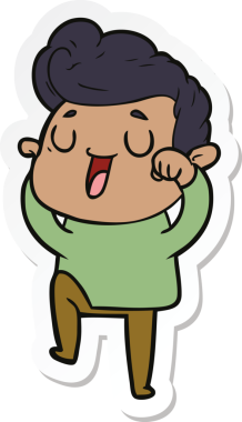 Bir insan tarafından çizilmiş mutlu bir çizgi film karakterinin çıkartması.