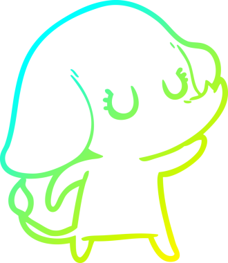 Bir insan tarafından çizilmiş şirin bir filin soğuk gradyan çizgisi