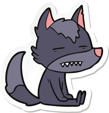 Bir insan tarafından çizilmiş dişlerini gösteren bir çizgi film çıkartması.