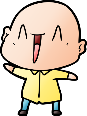 Bir insan tarafından çizilmiş mutlu, kel adam.