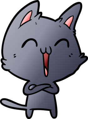 Mutlu çizgi film kedisi miyavlıyor bir insan tarafından