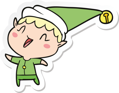 Bir insan tarafından çizilmiş mutlu noel elfi.