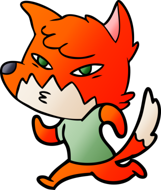 Bir insan tarafından çizilmiş akıllı çizgi film tilkisi.