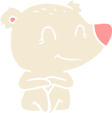 Bir insan tarafından çizilmiş gülümseyen kutup ayısı düz renkli çizgi film