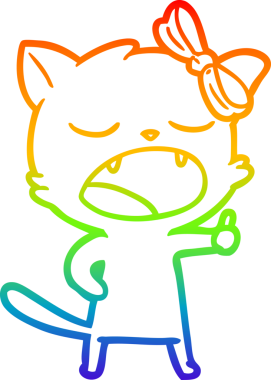 gökkuşağı gradyan çizgi çizimi bir insan tarafından çizilmiş esneyen kedi