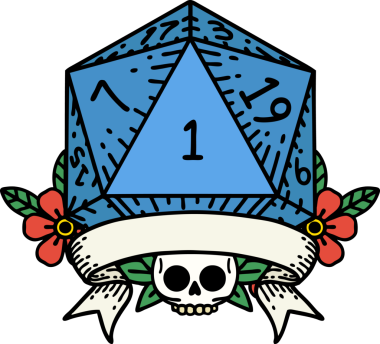 Retro Dövme Biçimi Doğal Bir d20 zar bir insan tarafından çizildi