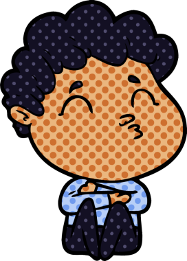 Çizgi film adamı somurtuyor Bir insan tarafından çizilmiş