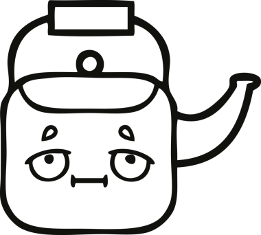 Bir insan tarafından çizilmiş bir çaydanlığın çizgi çizimi