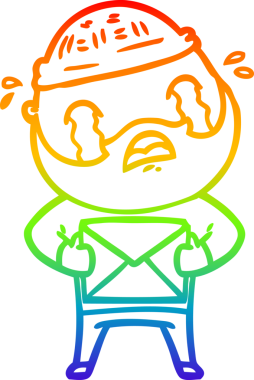 Bir insan tarafından çizilmiş ağlayan sakallı bir adamın çizimi.