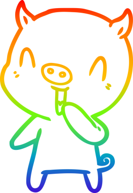 gökkuşağı gradyan çizimi mutlu çizgi domuz çizimi bir insan tarafından çizilmiş