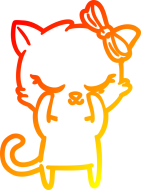 Bir insan tarafından çizilmiş sevimli bir çizgi film kedisinin sıcak çizgi çizimi