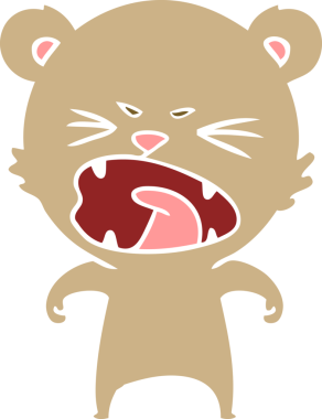 kızgın düz renkli çizgi film ayısı bir insan tarafından çizilmiş.