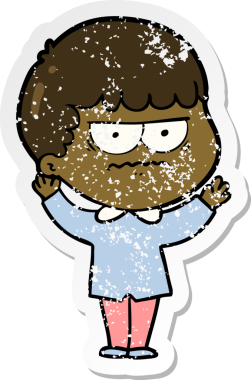 Bir insan tarafından çizilmiş sıkıntılı bir karikatür çıkartması.