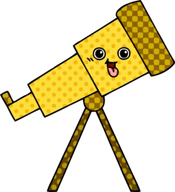 Bir insan tarafından çizilmiş bir teleskop çizgi filmi.