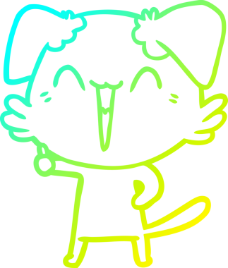 Bir insan tarafından çizilmiş küçük mutlu bir köpek çizgi filmi.