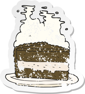 Bir insan tarafından çizilmiş karikatür pastasının geriletilmiş yapıştırması.