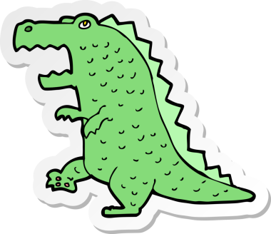 Bir insan tarafından çizilmiş bir dinozorun çıkartması.