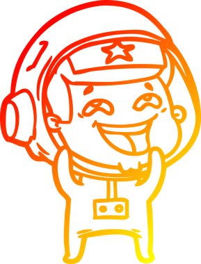 Bir insan tarafından çizilmiş gülen astronotun sıcak çizgi çizimi