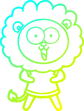 Bir insan tarafından çizilmiş mutlu çizgi film aslanı çizimi.