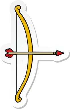 Bir insan tarafından çizilmiş ok ve yay çıkartması.