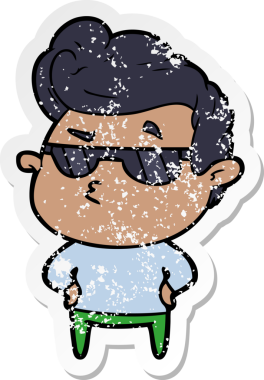 Bir insan tarafından çizilmiş havalı bir adamın sıkıntılı çıkartması.