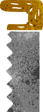 Bir insan tarafından çizilmiş metal testerenin retro karikatürü.