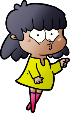 Bir insan tarafından çizilmiş ıslık çalan kız.