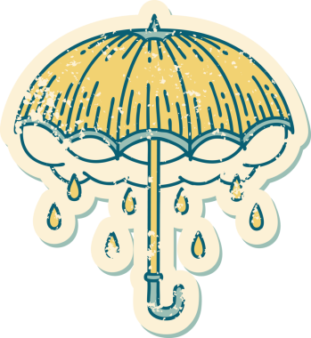 Bir insan tarafından çizilmiş şemsiye ve fırtına bulutunun sembolik dövmeli görüntüsü