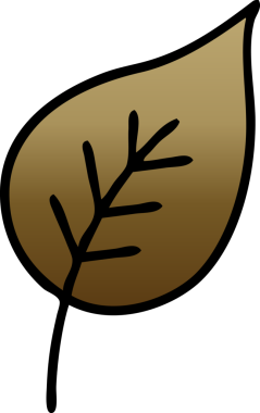 Bir insan tarafından çizilmiş bir sonbahar yaprağının gölgeli çizgi filmi.