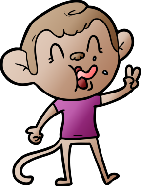 Bir insan tarafından çizilmiş çılgın çizgi film maymunu