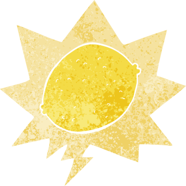 bir insan tarafından çizilmiş grunge dertli retro tarzı ile konuşma baloncuğu ile çizgi film limonu