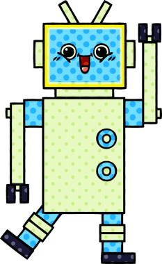 bir insan tarafından çizilmiş bir robotun çizgi roman tarzı