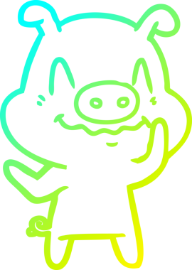 Bir insan tarafından çizilmiş bir domuz çizgi filminin soğuk gradyanı.