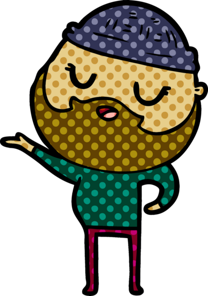 Bir insan tarafından çizilmiş sakallı bir çizgi film adamı.