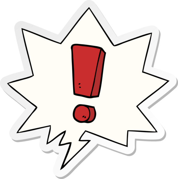 bir insan tarafından çizilmiş konuşma kabarcığı etiketli çizgi film ünlem işareti