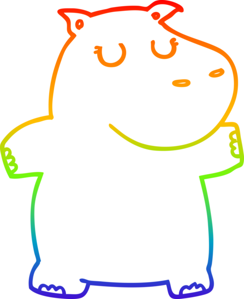 gökkuşağı gradyan çizgi çizimi bir insan tarafından çizilmiş bir hipopotam çizgi